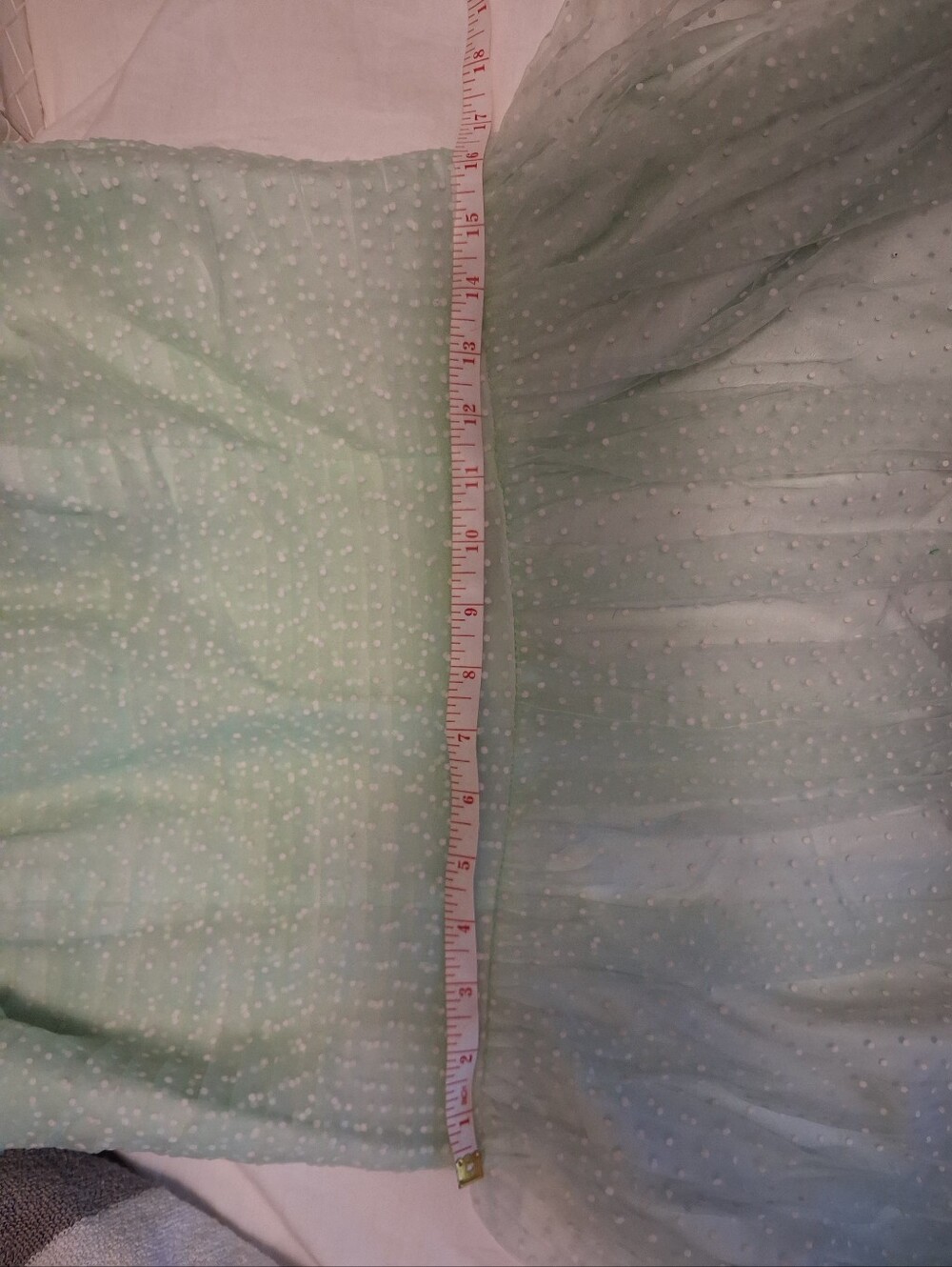 Vintage-Style Mint Green Midi Dress with Sheer Polka Dot Overlay - Picture 13 of 13